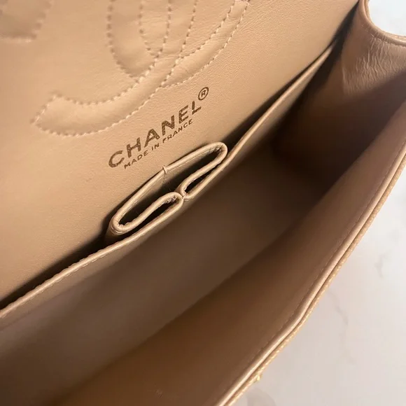 SOLD Vintage Chanel Small Double Flap Dark Beige Caviar - Picture 11 of 13